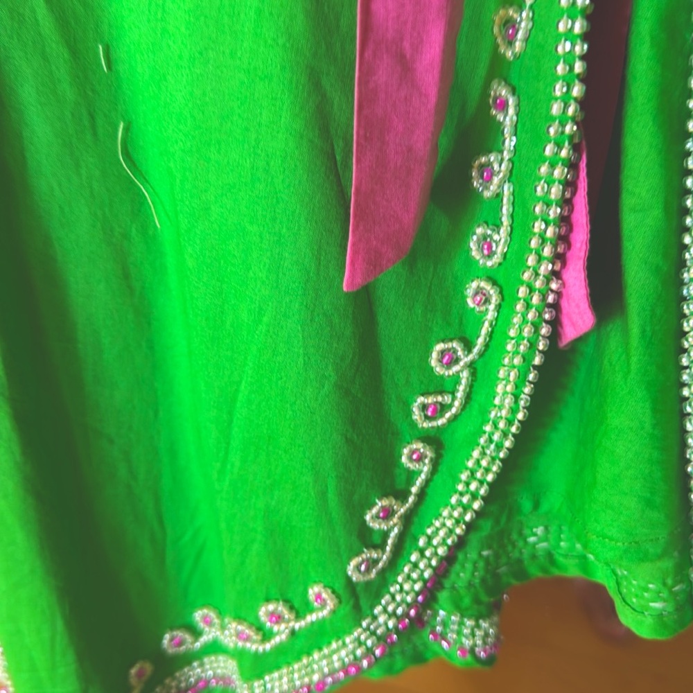 Lily Pulitzer Green shell Embroidered Women's kimono coverup shirt jacket XS - Picture 7 of 8